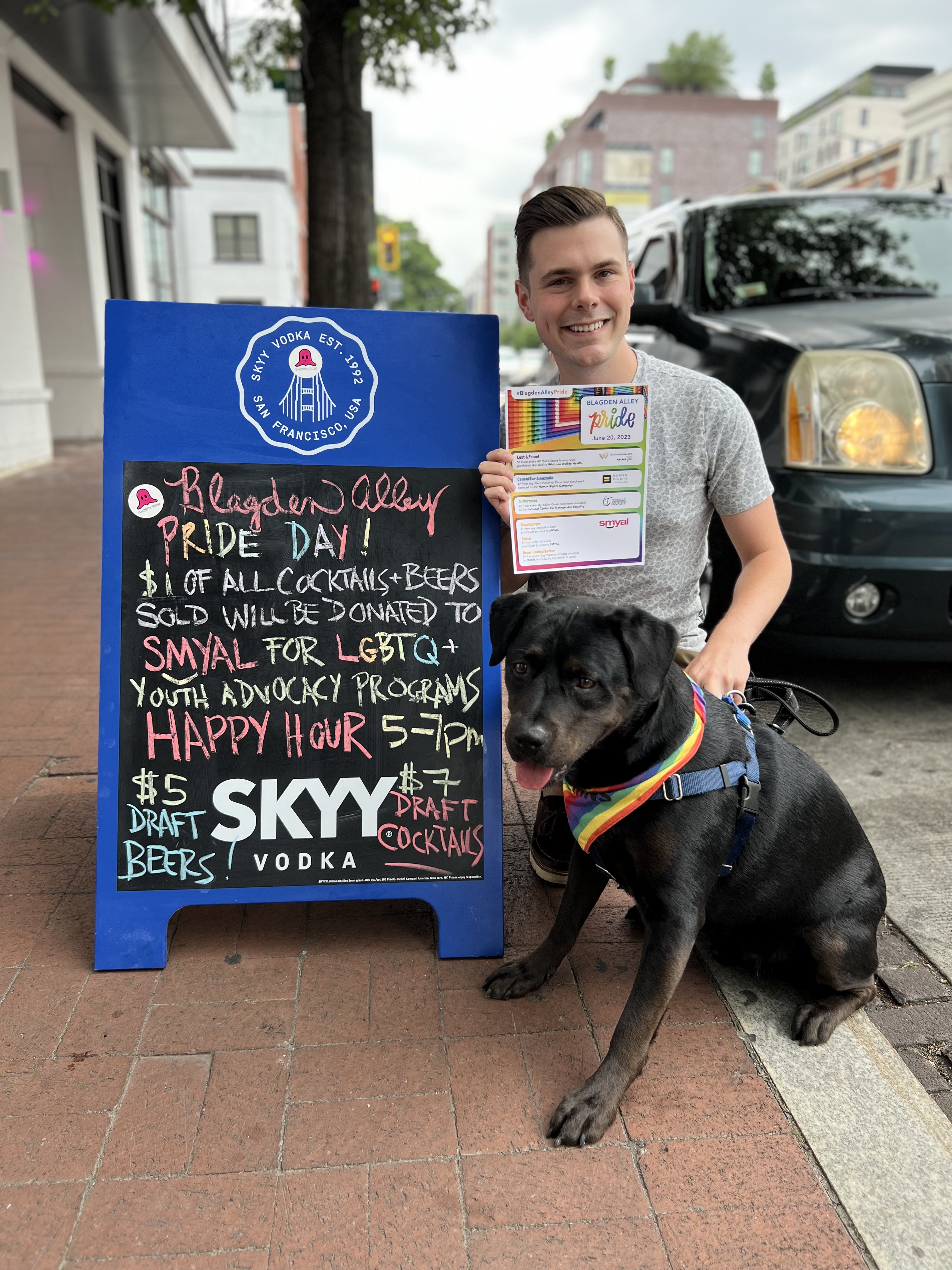 Steven with his dog at Blagden Alley Pride Day