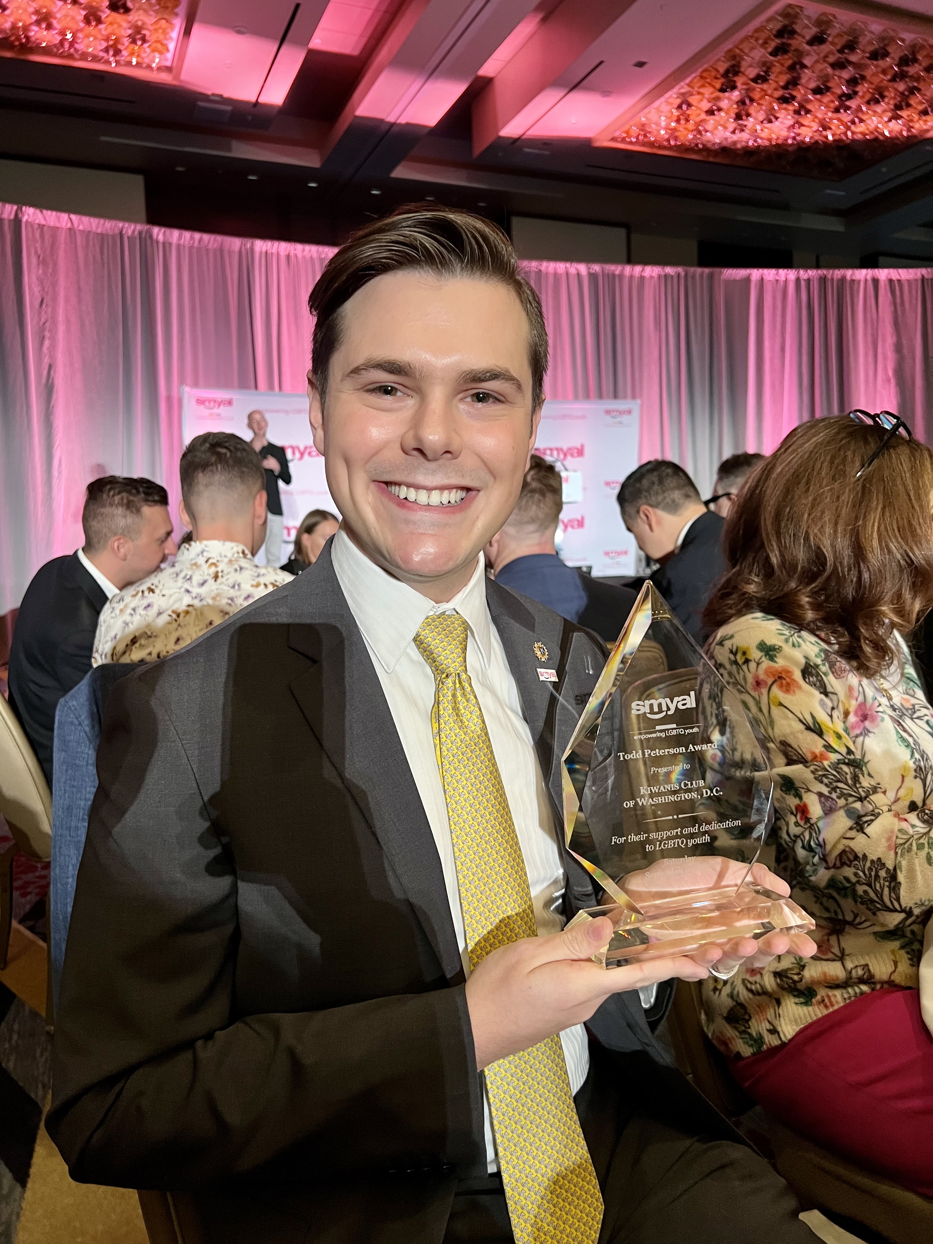 Steven accepting SMYAL's Todd Peterson Award for the Kiwanis Club of Washington, DC